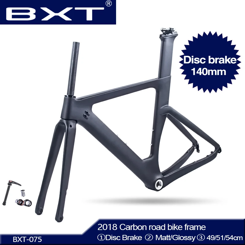 Perfect 700C Disc brake road carbon frame Flat Mount Frame Thru Axle Rear Derailleur 142x12 Front 100x12mm BSA matt/glossy 1