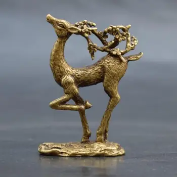

China collection archaize brass Sika deer small statue #9