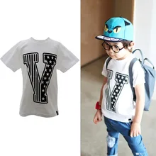 Summer 2-7Y Kids Children Boy Round Neck Short Sleeve Tee Pullover T-shirt Shirt Tops