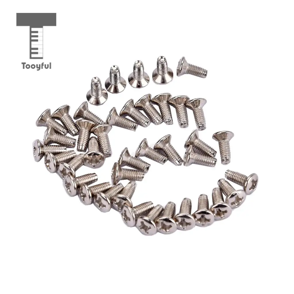 Tooyful  40 Pcs Switch Nickel Plated Flat Head Mounting Screws for Guitar Parts