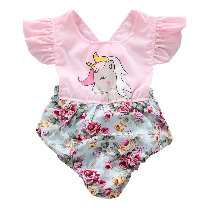 0-2T Infant Baby Girl Bodysuit Floral Romper Jumpsuit Outfits Sunsuit Clothes W
