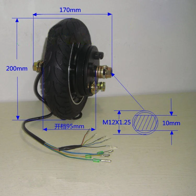 8 дюймов 24 V/36 v/48 V/350 W Барабанный тормоз колеса мотора скутера/двигатель