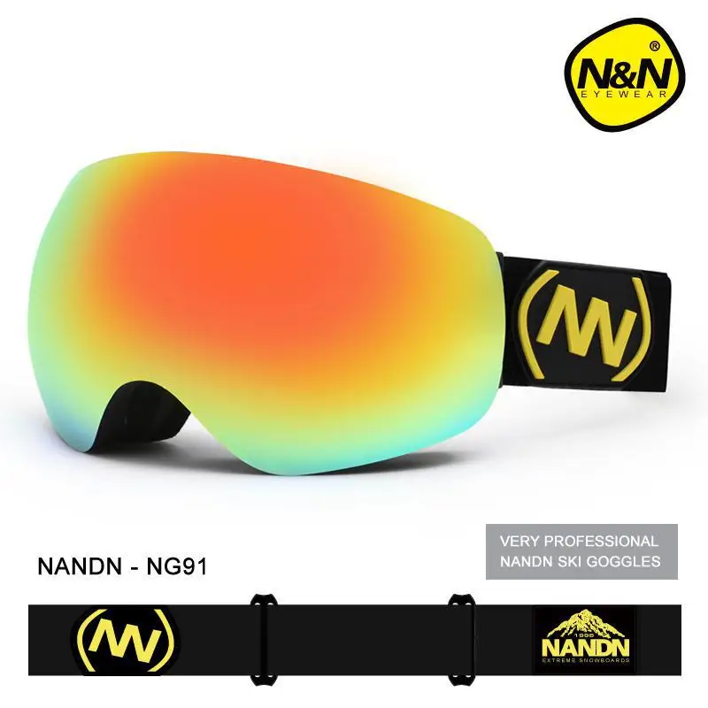 NANDN Детские Лыжные и сноубордические Duikbril очки двухслойные противотуманные ветрозащитные большие сферические очки маска для мальчиков и девочек