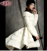 2016 Winter jacket women down coat fashion expansion bottom women’s medium-long down coats slim Outerwear downs parka jackets