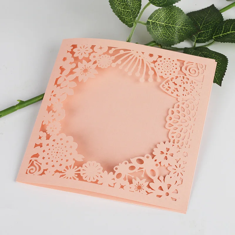  10PCS Elegant Wedding Invitations Cards Delicate Carved Invitation Cards postcard for Wedding Party - 32846332850