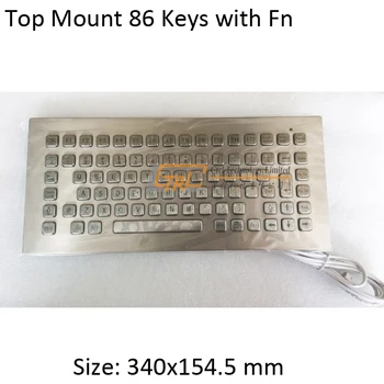 

86 keys top panel mount stainless keyboard, metallic industrial keyboard, kiosk keyboard