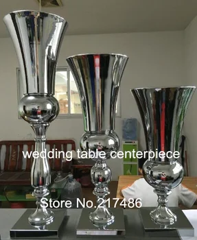 

52cm tall ,Wholesale cheap heavy large floor sliver mental flower vases