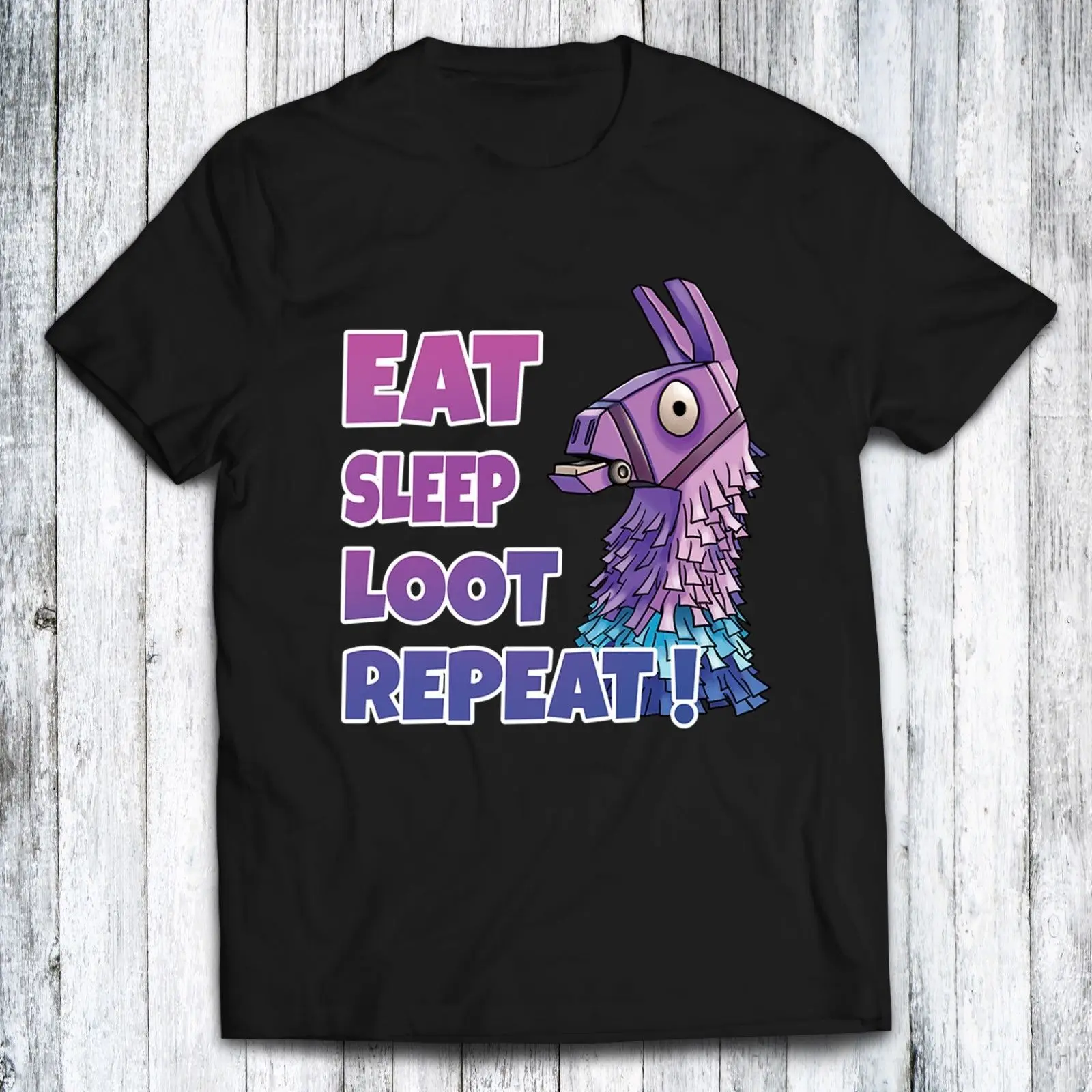 

Fort Eat Sleep Loot Repeat Battle Royale -Black White T-shirt Funny Gaming Free shipping Harajuku Tops t shirt Fashion