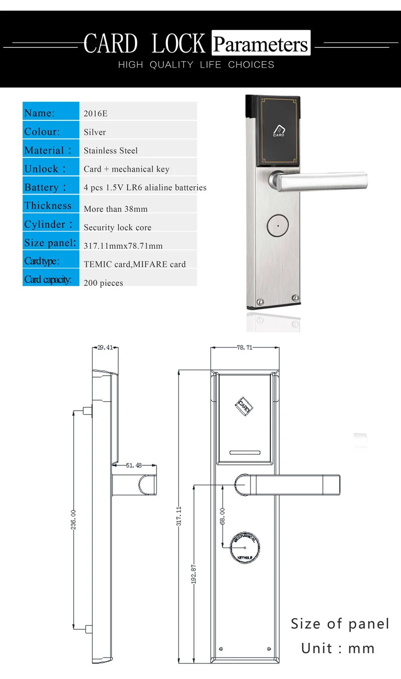 Hotel Electronic Smart Keyless RFID Card Door Lock Digital Access Control Key Card Hotel Lock Door