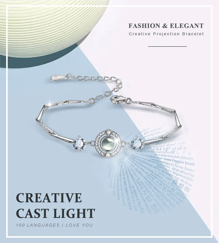 Юдора Серебро 925 я люблю тебя 100 язык проецирования Подвески Braceltes Для женщин Романтическая любовь памяти Свадьба День Святого Валентина подарок B01