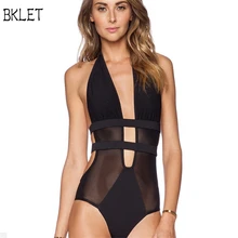 Женские черные сетчатые цельные купальные трусики, женская одежда для плавания, купальные костюмы с высоким вырезом, женские боди, сексуальные цельные купальные костюмы