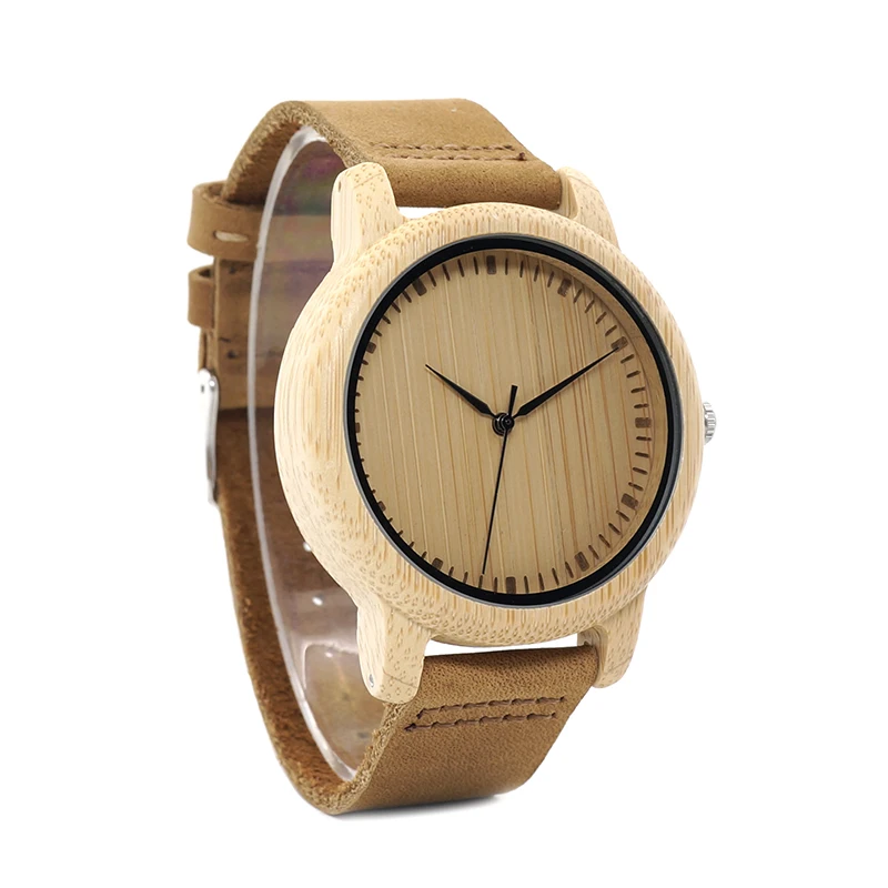 BOBO BIRD WA15RU Casual Antique Round Bamboo Wooden Watch for Men With Leather Strap Lady Watches Top Brand Luxury OEM