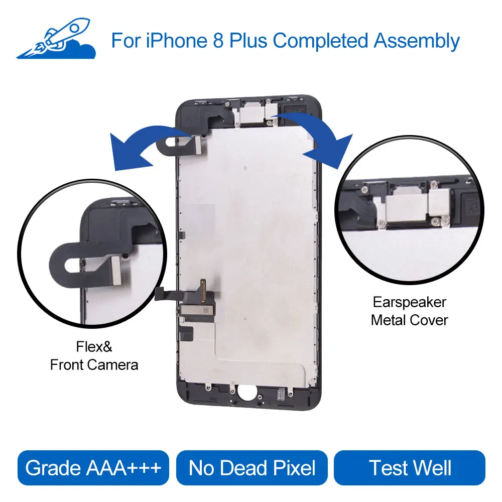 Elekworld grade для iphone 8 plus ЖК-дисплей с сенсорным экраном дигитайзер полная сборка с рамкой+ фронтальная камера+ динамик+ пластина