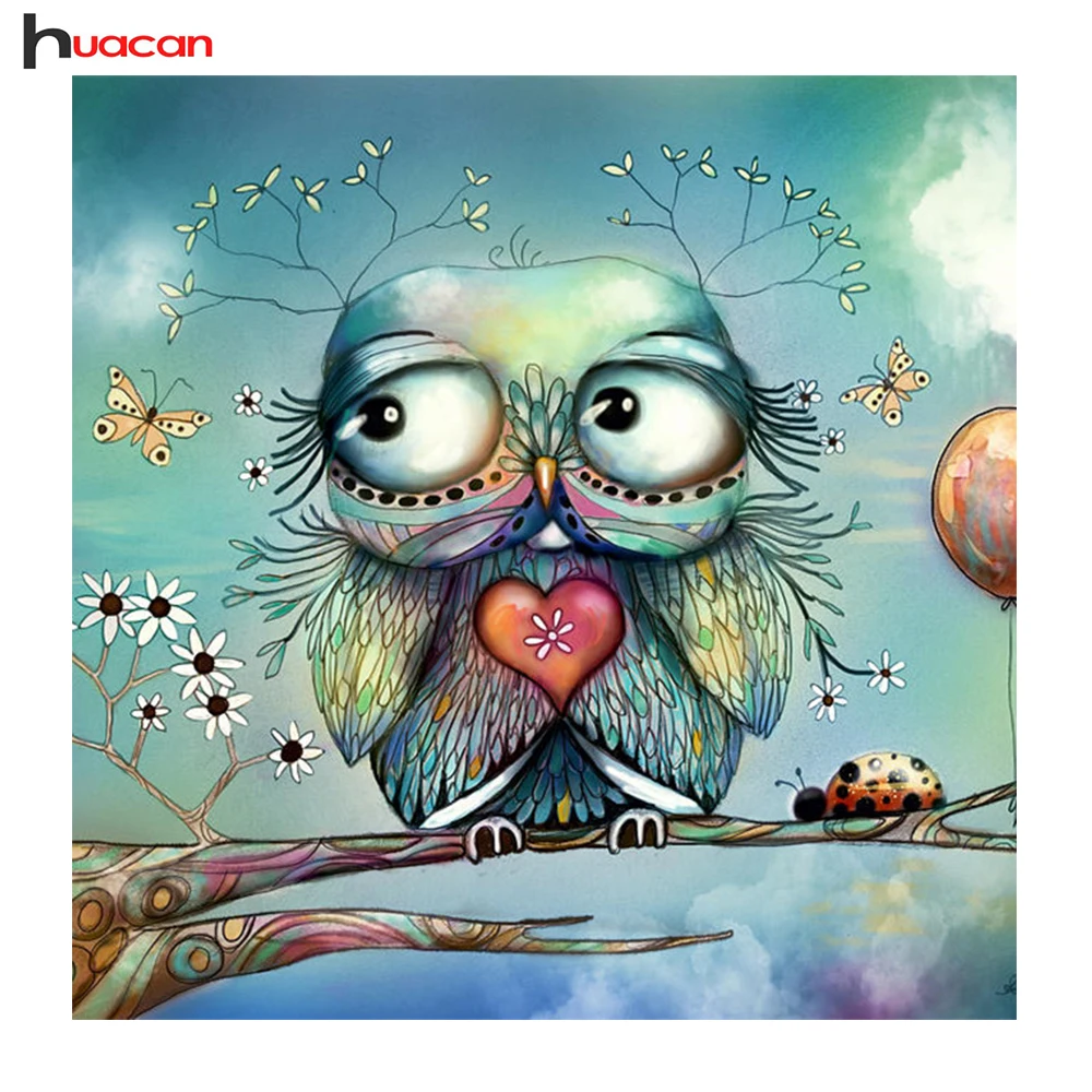 

Huacan Owl 5D DIY Diamond Painting Cross Stitch Needlework Craft Diamond Mosaic Full Square Diamond Embroidery Home Decoration