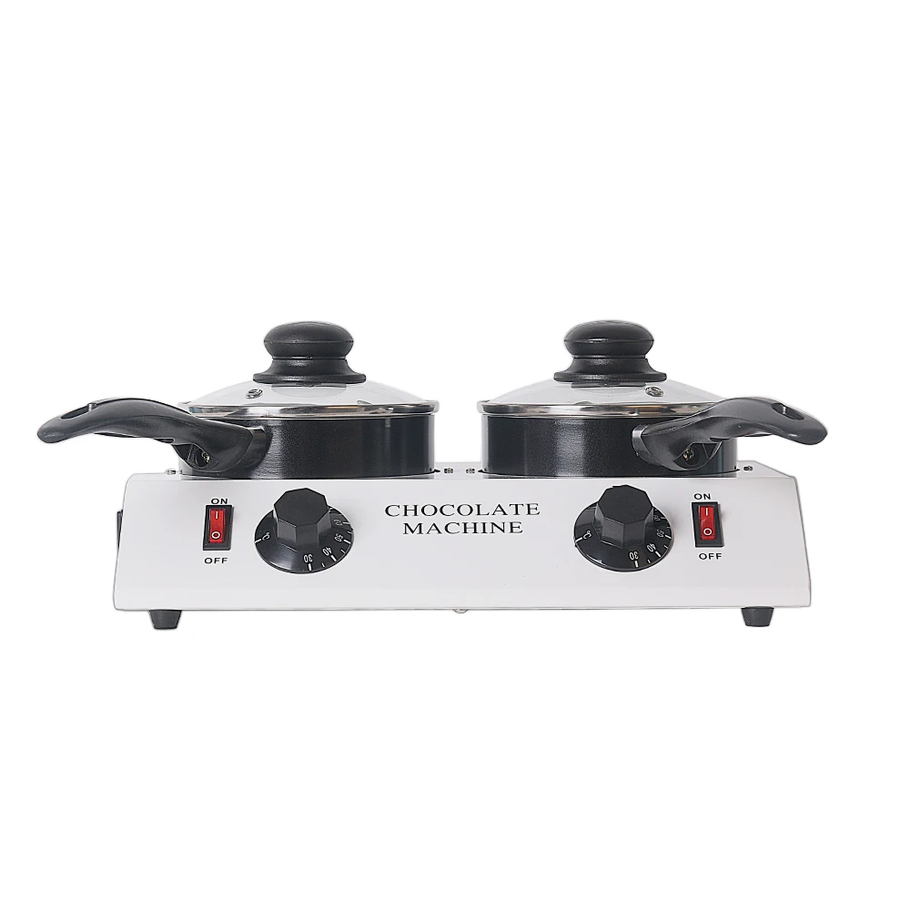 Chocolate melting Furnace Mini Electric Chocolate Melter Machine 2 Pots Ceramic Non-Stick Pot Tempering Cylinder Melter Pan