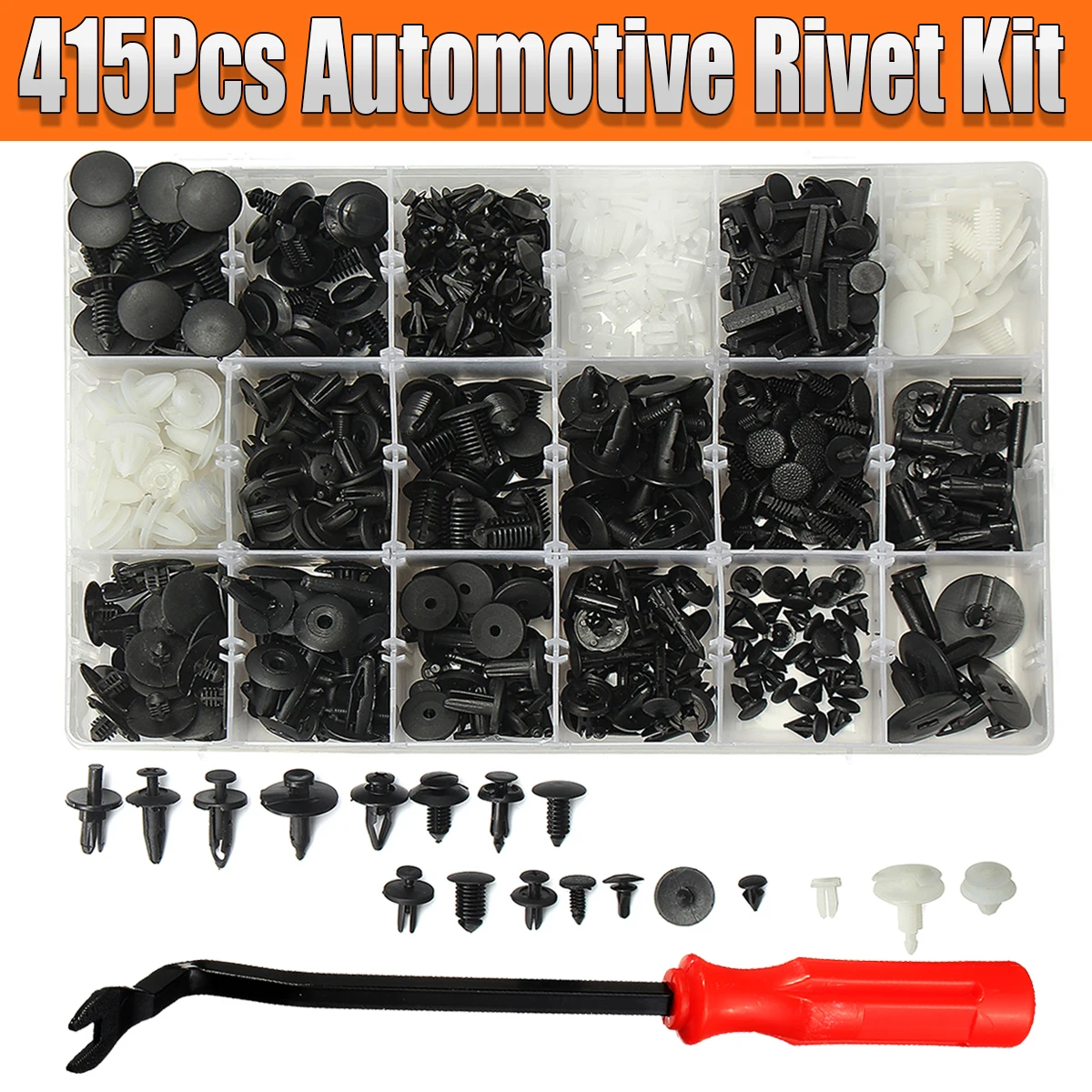 415Pcs/Set Car Body Plastic Rivet Fasteners Trim Moulding Clip