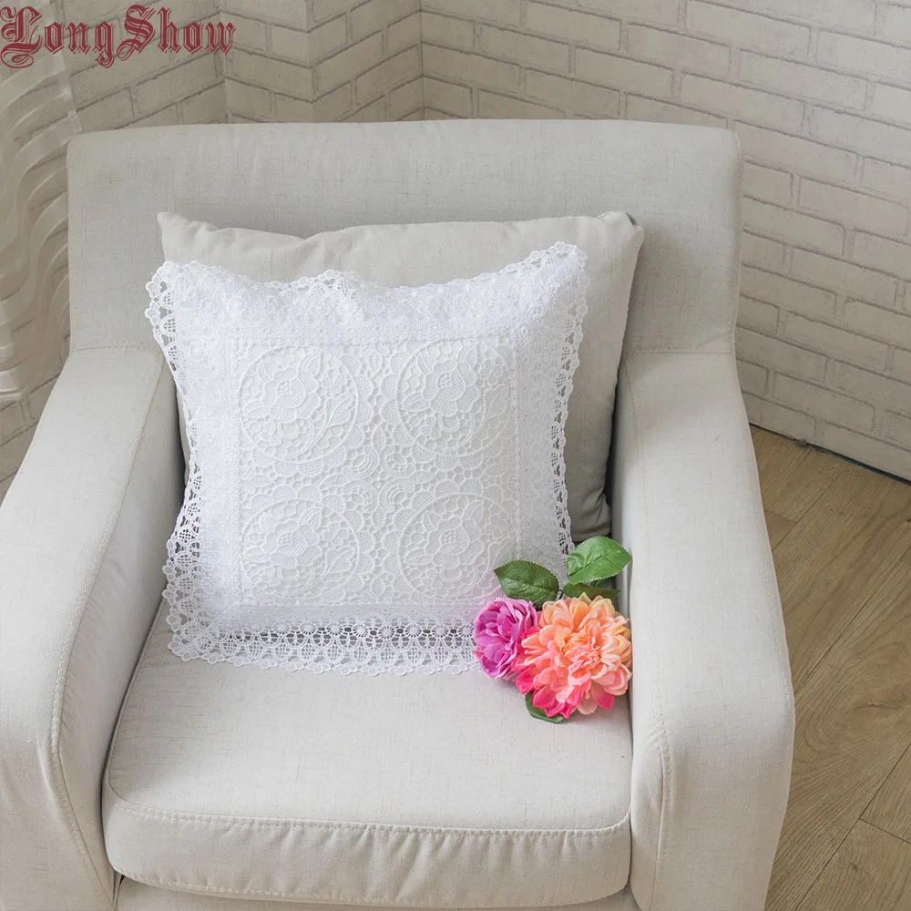 Longshow 45x45 см квадратные декоративные для дома белая роза вышитые толстые Наволочки Чехол