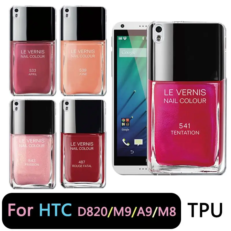 QMSWEI TPU Clear Phone Case For HTC M8 Soft Cartoon Nail Polish Protective Printed Back Cover Free shipping D820 M9 A9 |