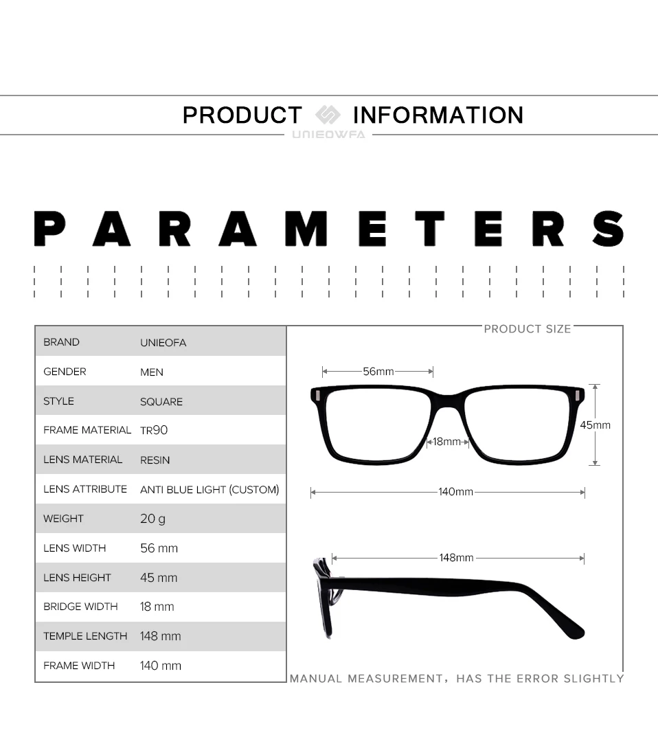 UNIEOWFA, Квадратные ретро очки для мужчин, оправа, оптическая, прозрачная, по рецепту, очки в оправе при близорукости, прозрачная оправа для очков, бренд