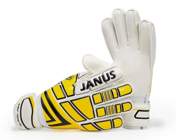 JA390 Вратарь GK перчатки палец защиты футбол размер 8 9 10 Синий - Цвет: Yellow White