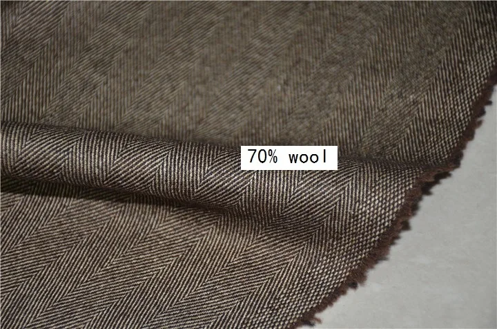 

Free ship Fine worsted 70% wool fabric brown wide herringbone style price for 1 meter 59" idea for coats