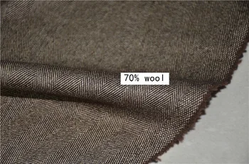 

Free ship Fine worsted 70% wool fabric brown wide herringbone style price for 1 meter 59" idea for coats