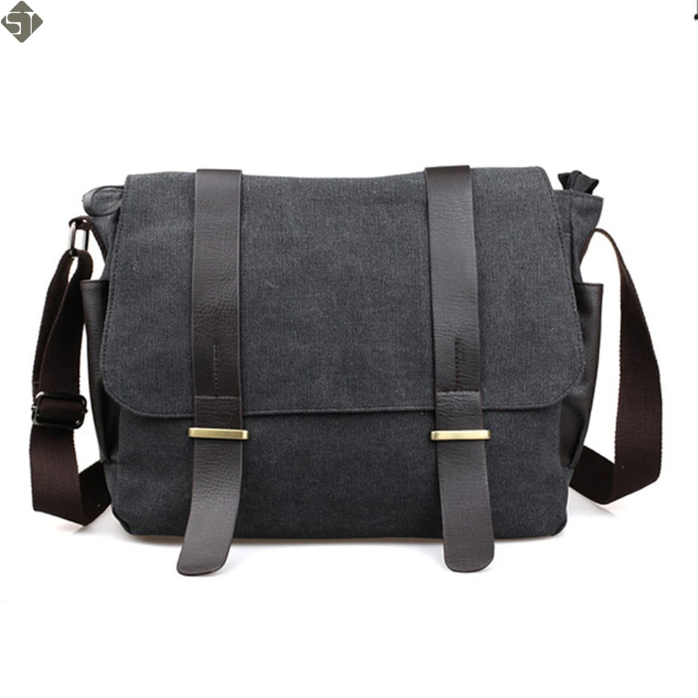 

The new 3 color Pockets Messenger Bag Men's Vintage Canvas School Military Shoulder Bag Retro Style Coffee Men's Crossbody Bags