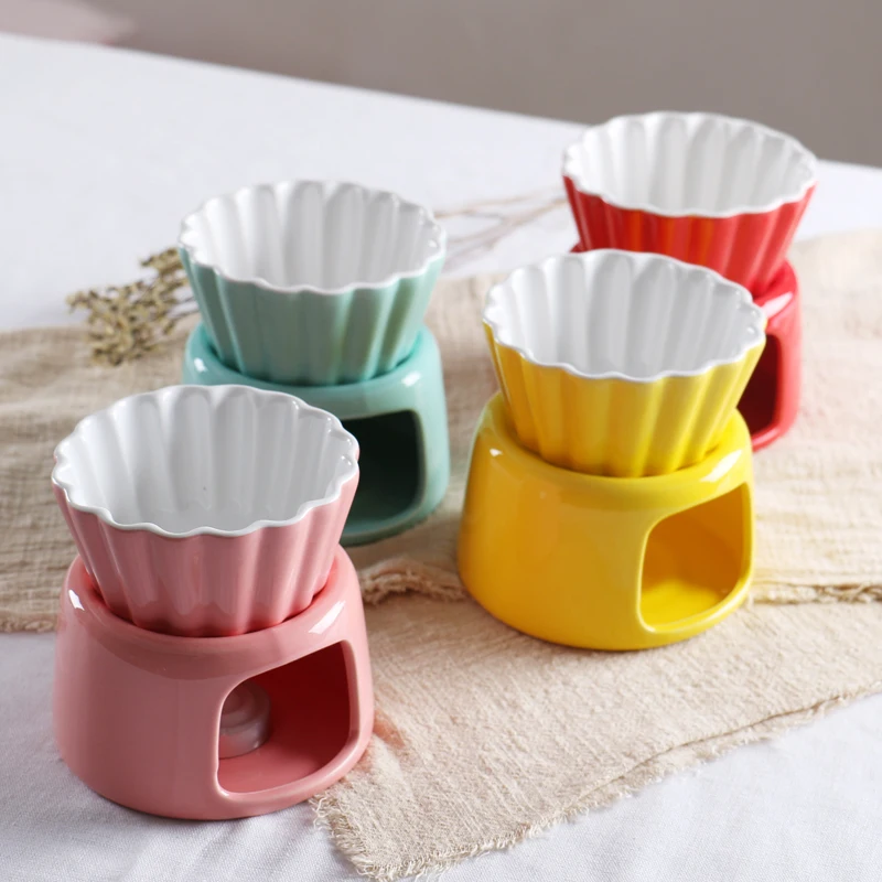 200ml colorful ceramic chocolate Fondue Set 1 fondue set 4 forks 2