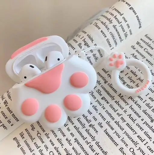 white cat claw Чехол с когтями для Airpods, защитный чехол Airpods, беспроводная bluetooth-гарнитура, цветные наушники чехол, милый чехол - Цвет: white cat claw