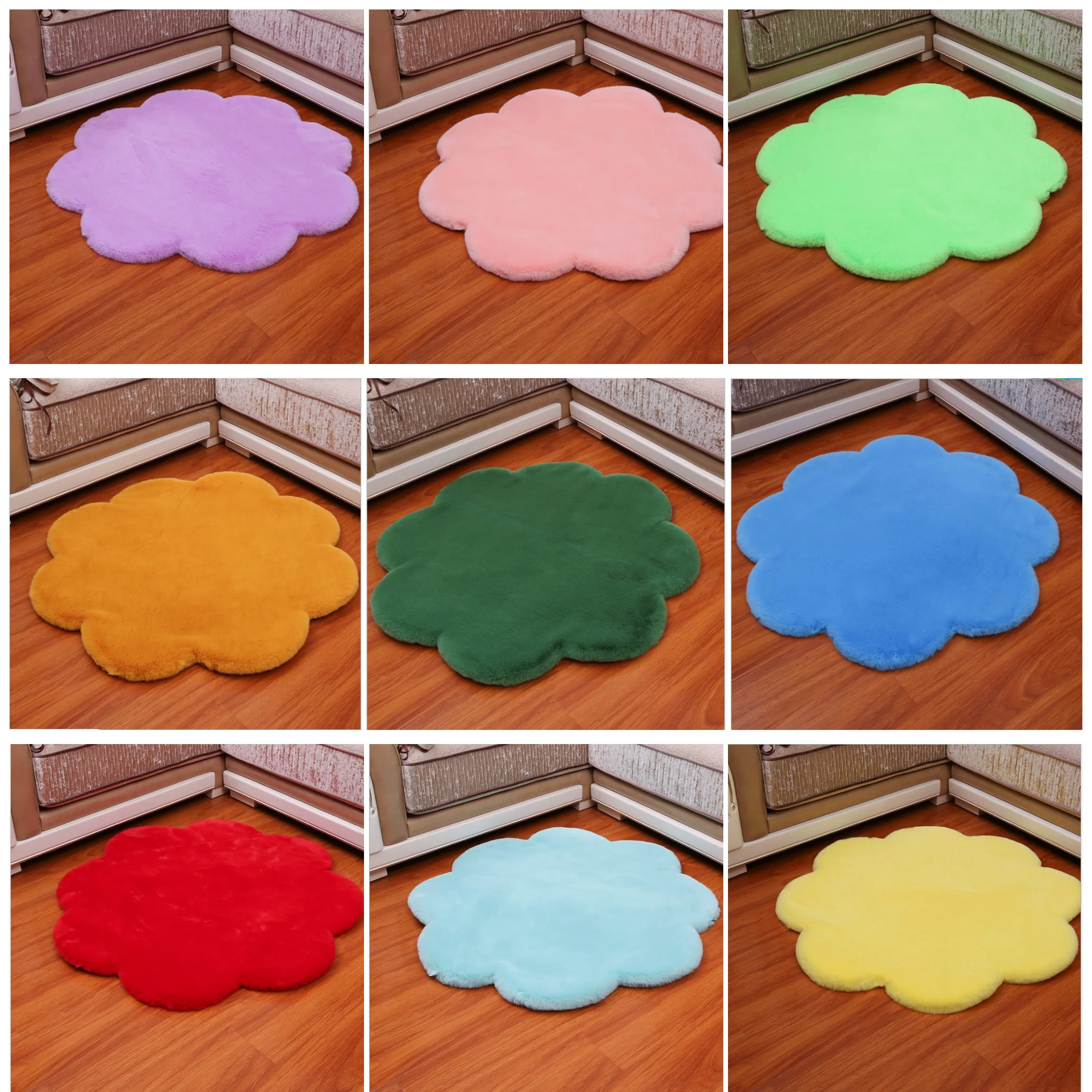 

flower shape Rug Carpets for Living Room Decor Faux rabbit Fur Carpet Kids Room short Plush Rugs Shaggy Area Rug Modern Mat
