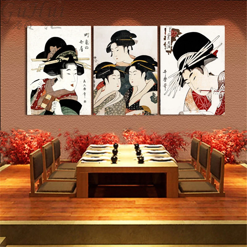 Японский красивый рисунок Ukiyo e Картина на холсте для спа ресторана Классическая