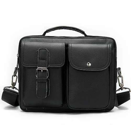 mens genuine leather computer bag men leather bag men vintage business briefcase for mens briefcase laptop bags aktentasche 8592 - Цвет: 8592A2Black