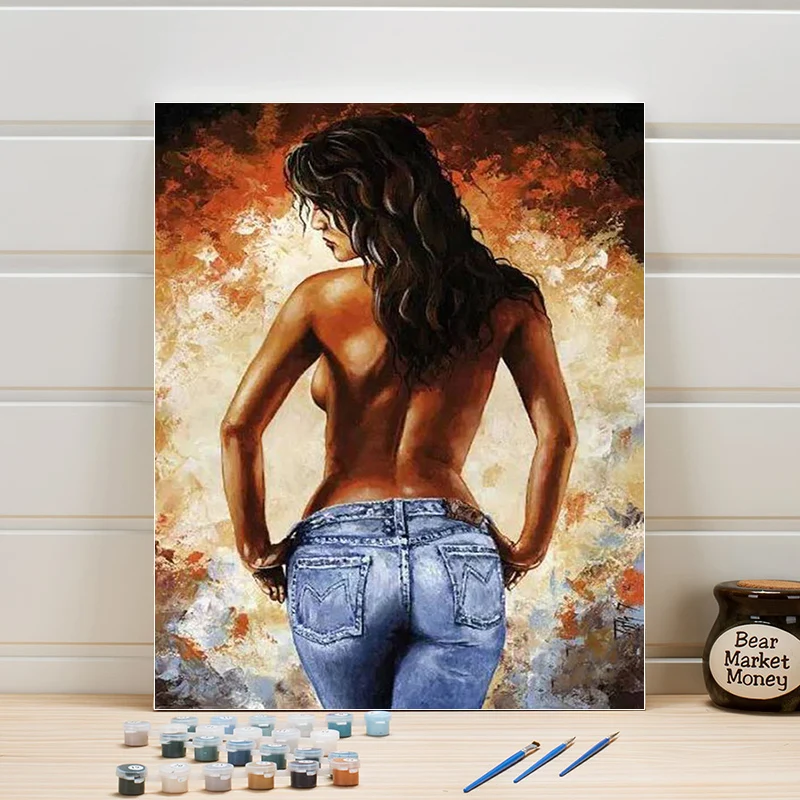 

Girl Picture Coloring By Numbers Figure DIY Acrylics Paint Canvas Painting Kit Wall Art For Living Room Decor Woman Hand-painted
