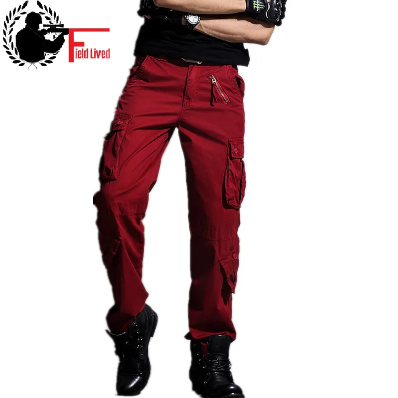 

Army Pants Multi Pocket 2019 Brand Loose Overalls Men's Trousers Casual Pants Male Khaki Red Green Navy Blue
