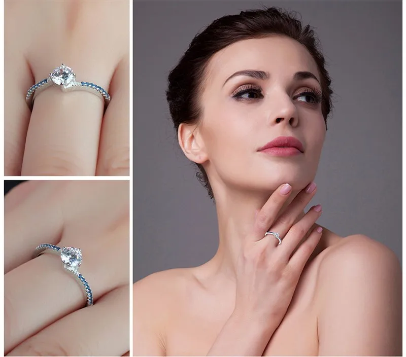 JewelryPalace Круглый 0.7ct Цирконий Создал Синий Nano Сапфир Годовщина Обещание Обручальное Кольцо Стерлингового Серебра 925 Кольцо
