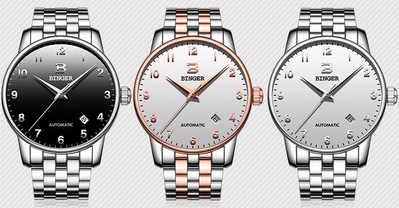Швейцарский Топ бренд Бингер SAPHIRE часы мужские роскошные брендовые деловые механические наручные часы Авто Дата мужские часы B-5005-8