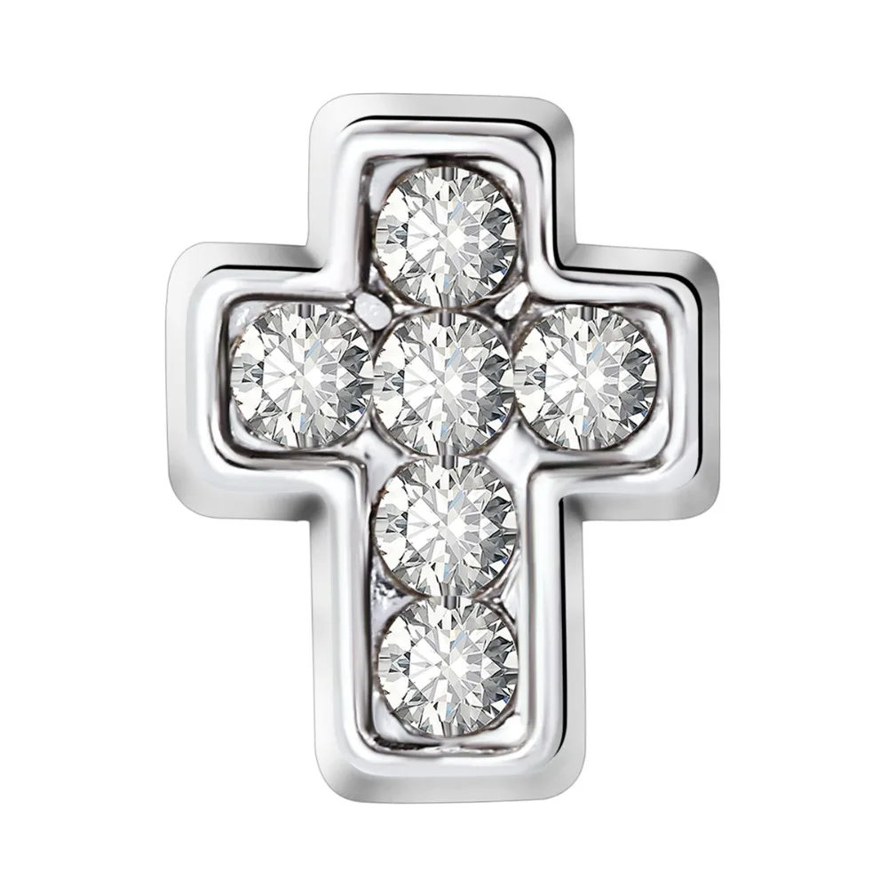 

10pcs Silver Crystal Inlay Cross Custom Floating Charms for Glass Locket