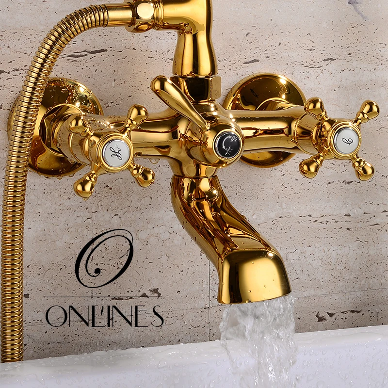 German online Super Furukawa antique full copper bathtub faucet shower faucet hot and cold calls ceramic handle