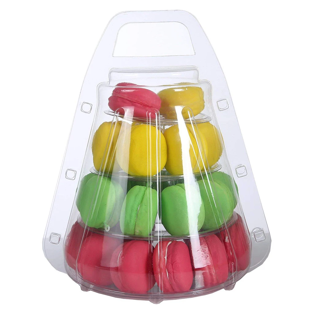 

Tower Plastic Macaron Packing Box Display Cake Cupcake Dessert Tree Stand + Carrier Box for Wedding Party