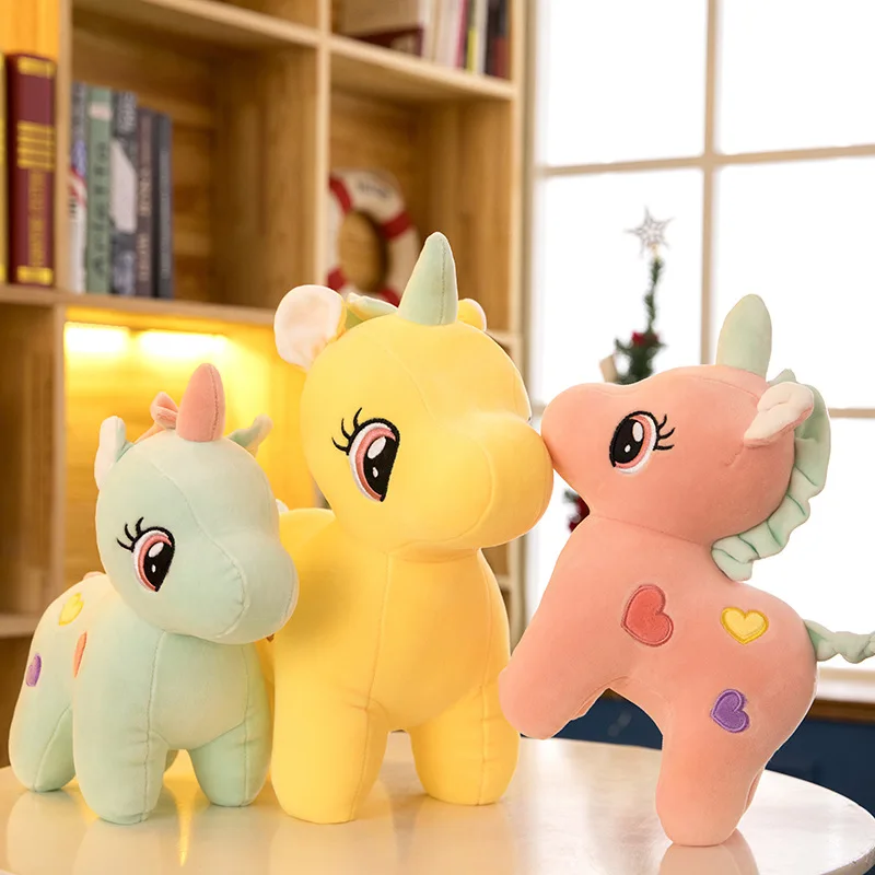 25CM Lovely Cartoon Unicorn Stuffed Toys Pillow Soft Animal Baby Dolls Kids Toys for Girls and Kawaii Wedding Throwing Presents