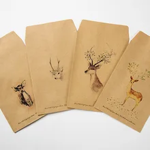 12 шт./компл. милый олень бумажный конверт 4 вида конструкций мини конверты Винтажный стиль для подарка корейские канцелярские принадлежности