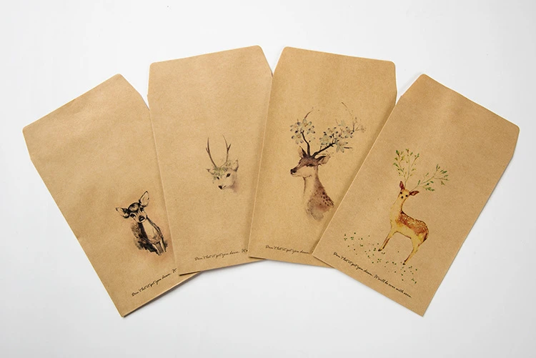 ピース セットかわいい鹿の紙の封筒4つのデザインミニ封筒ギフトのためのヴィンテージスタイル韓国の文房具 Mini Envelope Paper Envelopedesign Envelopes Aliexpress