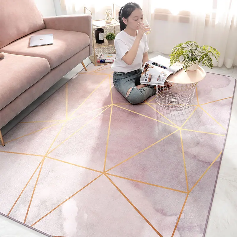 

Nordic ins style Modern square living room carpet Chenille hairless home bedroom bedside rug Non-slip mat customize floor mat