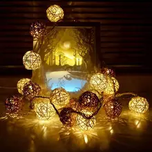 1,5 м светодиодный Ротанговые шарики, гирлянда светодиодная гирлянда для деревенский свадебный Декор Рождественский Декор дома орнамент белое свечение, теплое белое свечение, A3