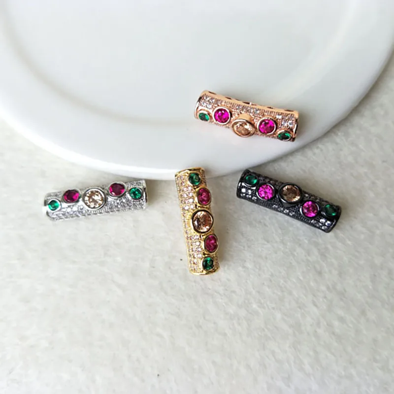 

10 Pcs CZ zircon crystal Micro pave Turkish Style Connector Spacer Beads for DIY Making Bracelet necklace Jewelry Finding CT125