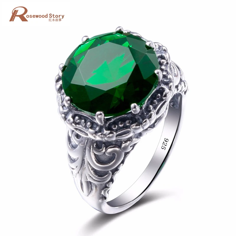 Роскошное классическое женское кольцо с изумрудным камнем 2.7ct Nano 925 пробы