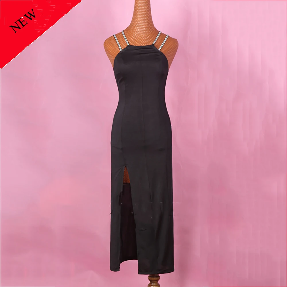 

Classical Modern Dance Dresses for Ladies Black Color Sleeveless Braces Skirt Women Competitive Tradition Ballroom Garments B117