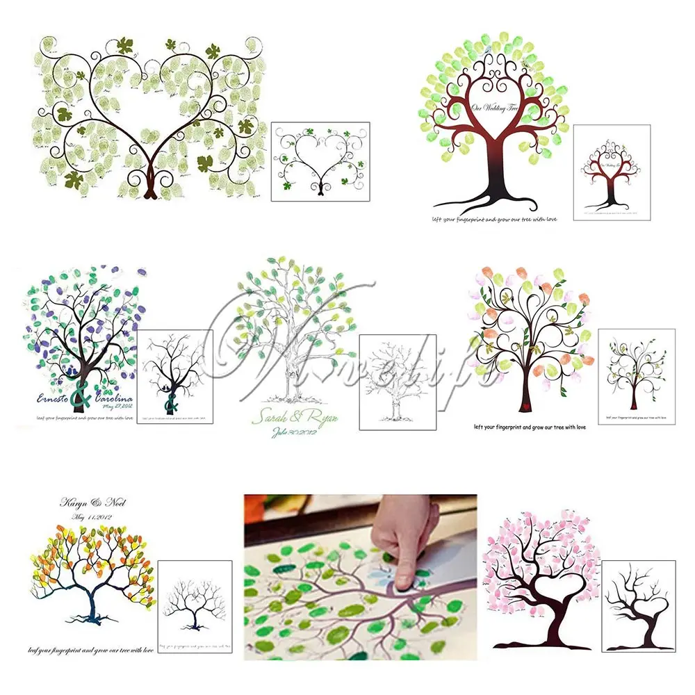 Unique Wedding Fingerprint Trees Guest Book 30x40cm Canvas Thumb