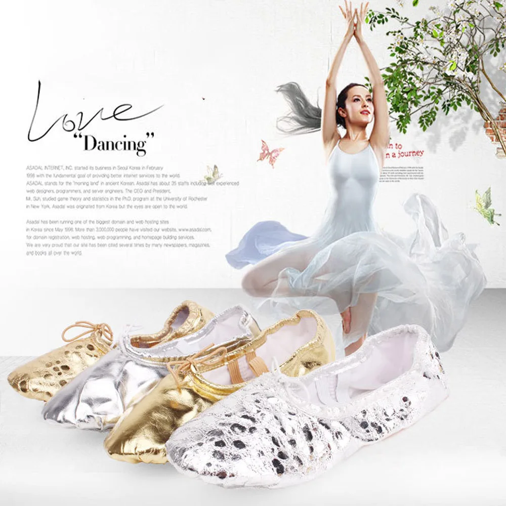 

Women Girls Children Kids Ballet Shoes Pointed Dance Sequin Leather Shoes Flat Yoga Teacher Gymnastic Slipper For Children Adult
