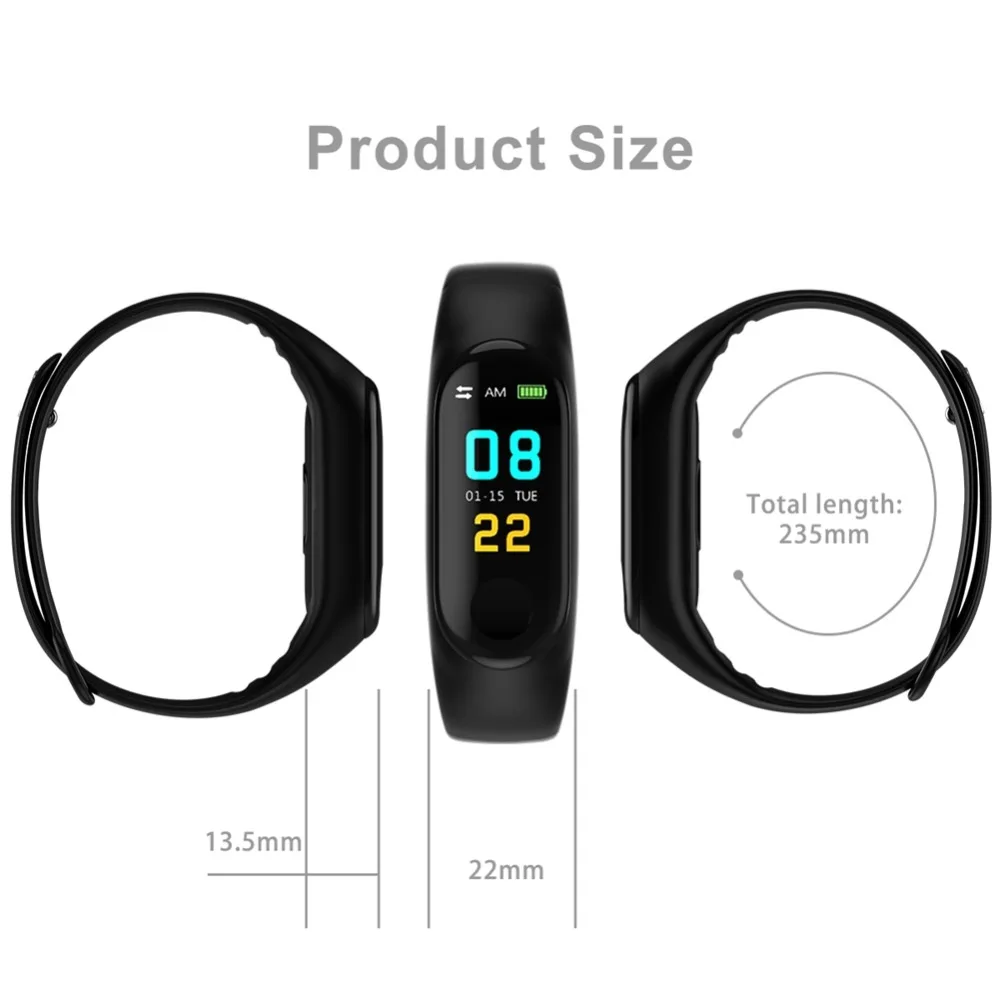 Hangrui M3 Plus Smart Bracelet Blood Pressure Monitor Sport Waterproof Smart Band Fitness Tracker Smart Wristband PK mi band 3   (24)